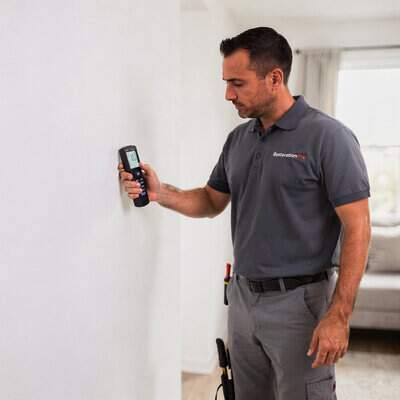 Technician assessing water damage